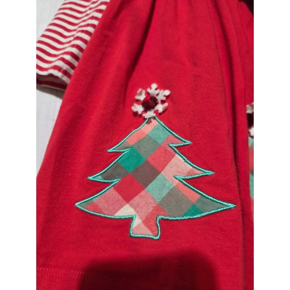 Bonnie‎ Jean Girls Red White Striped Christmas Tree Dress 3T Long Sleeve